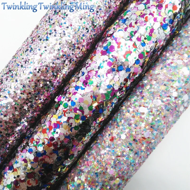 

Mixed Colors Glitter Fabirc, Glitter Faux Leather Fabric, Synthetic Leather Fabric Sheets For Bow A4 8"x11"Twinkling Ming XM420
