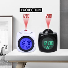 

Home Projection Digital Weather LCD Snooze Clock Bell Alarm Display Backlight LED Projector Home Clock Timer Home Decor Tools