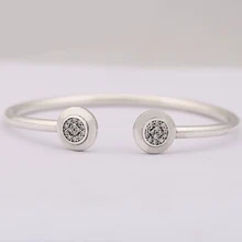 Фирменный браслет с кристаллами, Открытый браслет, подходит для бусины из стерлингового серебра 925, очаровательный браслет, сделай сам, европейская бижутерия