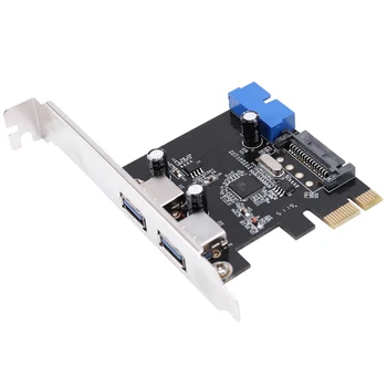 

PCIE to 2 Ports USB 3.0 Expansion Card Desktop Front 19/20 Pin Interface for Windows XP/7/8/8.1/10 Computer Accessories