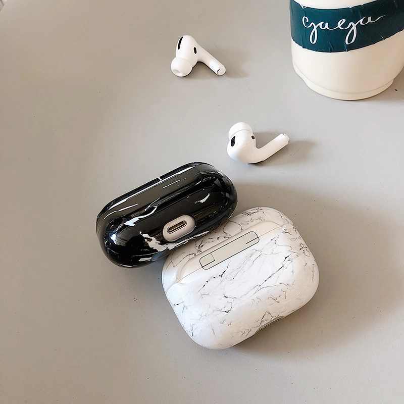 Мраморный чехол для AirPods Pro Чехол Bluetooth наушники защитный чехол Жесткий PC чехол для наушников Apple Air Pods аксессуары