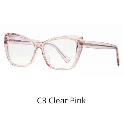 C3 Clear Pink Ralferty качество TR90 женские очки оправа кошачий глаз прозрачный компьютерный синий светильник очки с весенним женским сортом без диоптрий - Цвет оправы: C3 Clear Pink