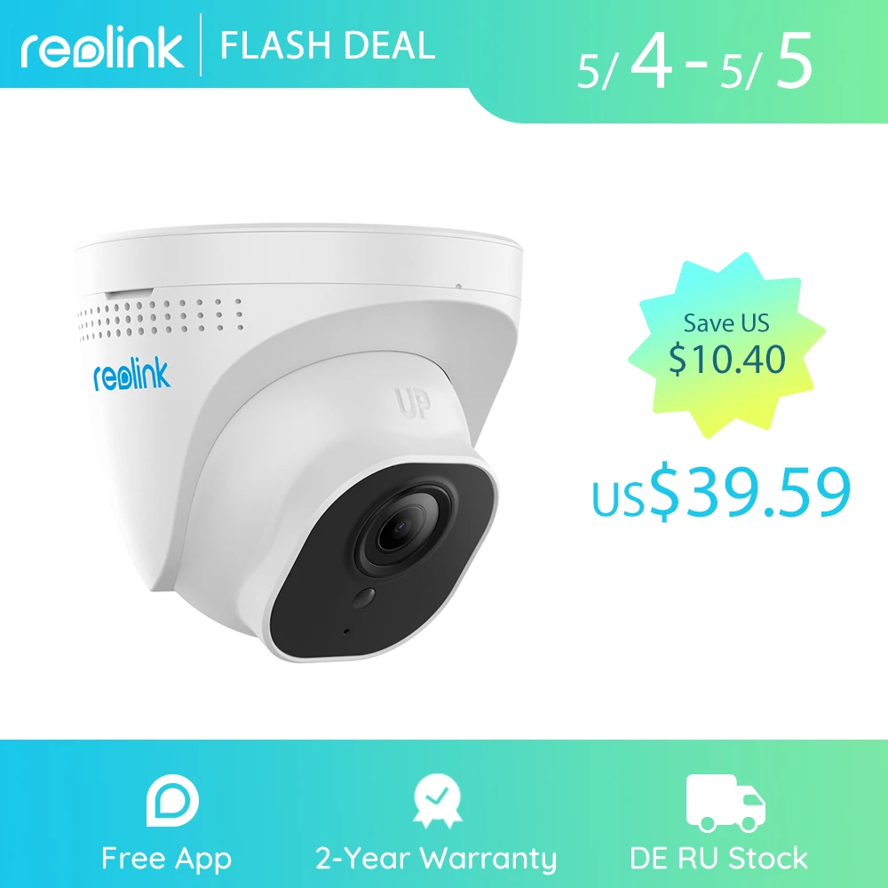 Reolink-cámara IP PoE de 5MP, videocámara de visión nocturna súper HD, P2P, Onvif, detección de movimiento, domo al aire libre, RLC-520 de videovigilancia para el Hogar Inteligente