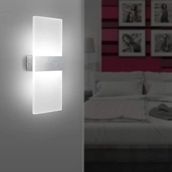 

Modern LED Acrylic Wall Sconce 12W Cool White 6000K Up Down Lamp for Bedroom Corridor Stairs Bathroom Indoor Lighting Fixture La