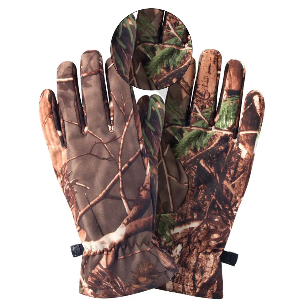 

1 Pair Of Camo Hunting Gloves Full Finger Gloves Outdoor Hunting Camouflage Gear For Hunting Cycling Accessories