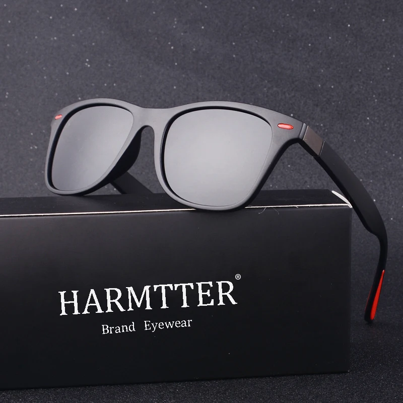 

HARMTTER DESIGN Men Women Classic Retro Rivet Polarized Sunglasses Lighter Design Square Frame 100% UV Protection 4195