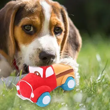 

Chew Squeaker Toy Plush Dog Partner Cartoon Car Shape Canvas Plush Chew Speelgoed Interactive Sound Pet Bite Supply