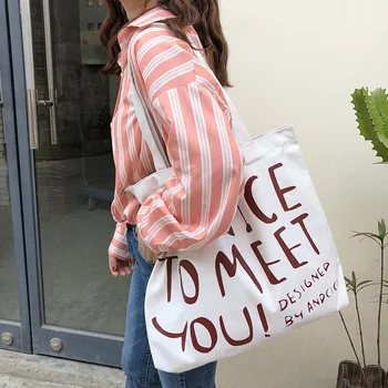 

2020 New Canvas Women's Single-Shoulder Bag Portable Large-Capacity Shopping Bag Lettered Canvas Bag Women's Bag handbag