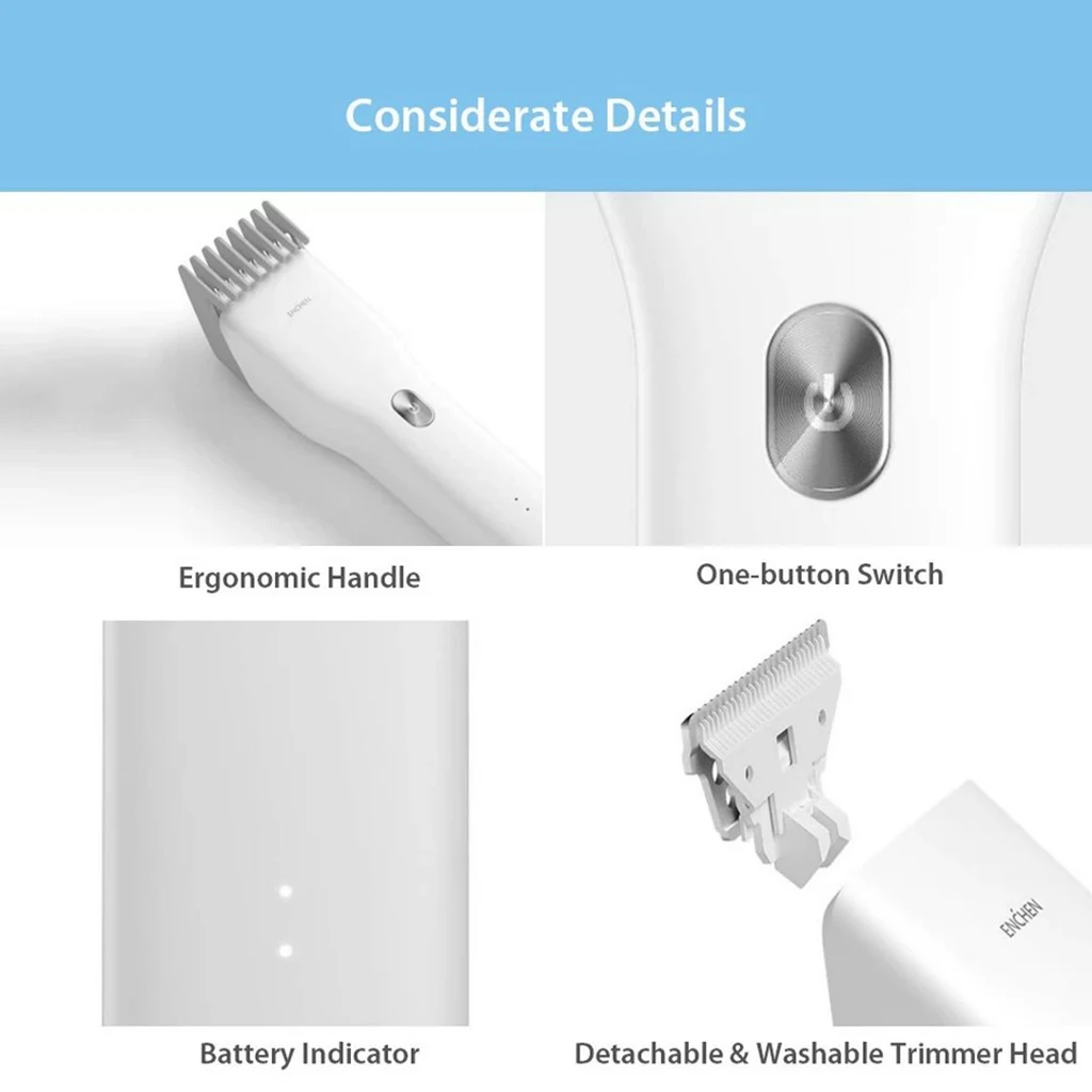 Xiaomi Enchen Men's Electric Hair Clipper Trimmer USB Ceramic Hair Cutter Fast Charging Hair Adult Baby Clippers Christmas Gifts