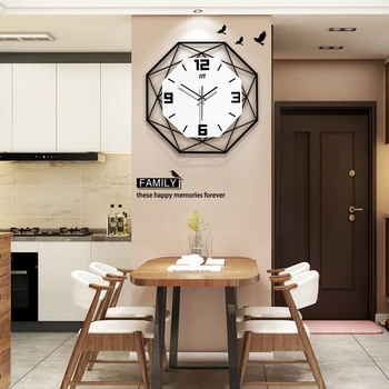 

GH Creative Geometric Silent Large Acrylic 3D Wall Clocks Digital Modern Style Black Quartz Hanging Watch With Wall Stickers