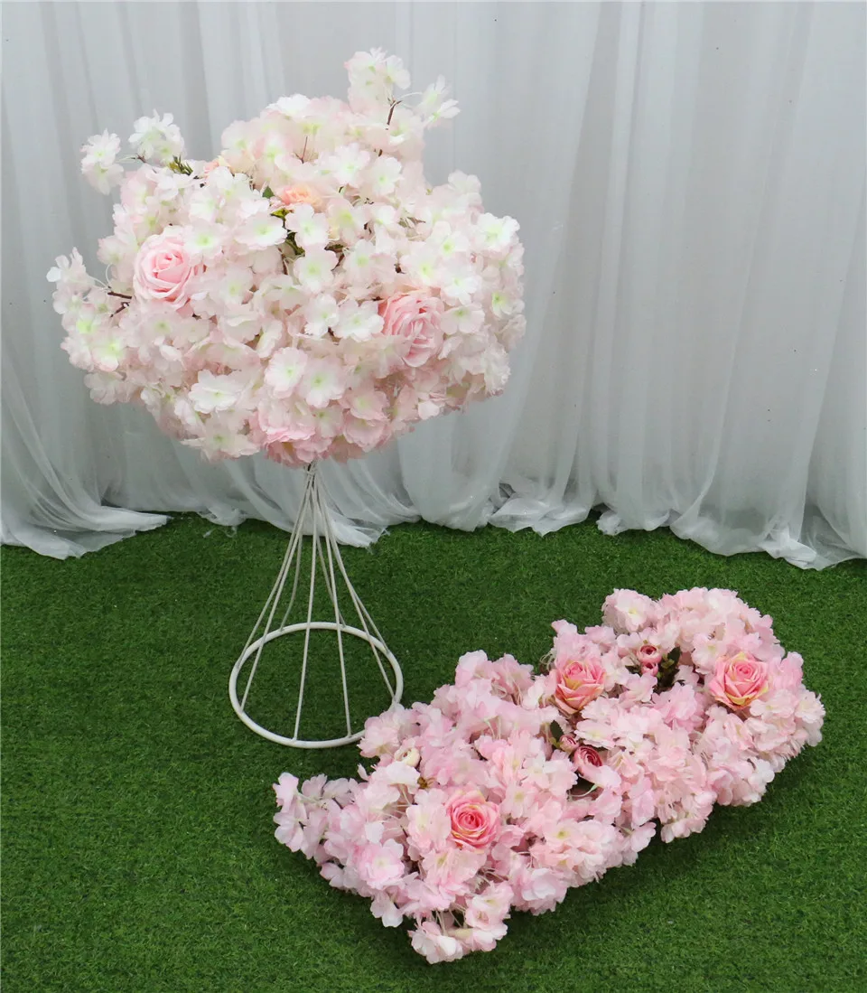 Романтический свадебный цветок вишни Арка ряд цветов Искусственный шелк цветок домашний отель обеденный стол цветок шар Рождественское украшение