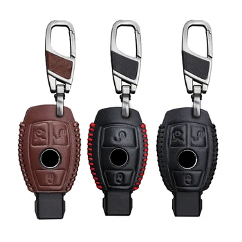 

Leather Car Key Case Cover For Mercedes Benz W203 W204 W205 W213 CLA AMG SLK Classe A W176 W177 CLS CLK GLA W211 E Class W124
