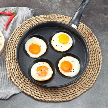 

1PC Fried Egg Pan 4 Compartments Non-stick Omelette Egg Cooking Pan Kitchen Gaget for Home (Black)
