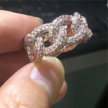 

Handmade Hiphop Cross Promise ring 925 Sterling silver Pave 384pcs AAAAA Cz Party wedding band rings for women Men Rock Jewelry