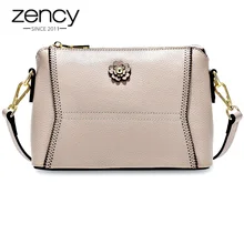 Zency мягкая кожа натуральная кожа модная женская сумка-мессенджер зеленая Элегантная Маленькая Сумочка через плечо с клапаном Высококачественная Сумочка