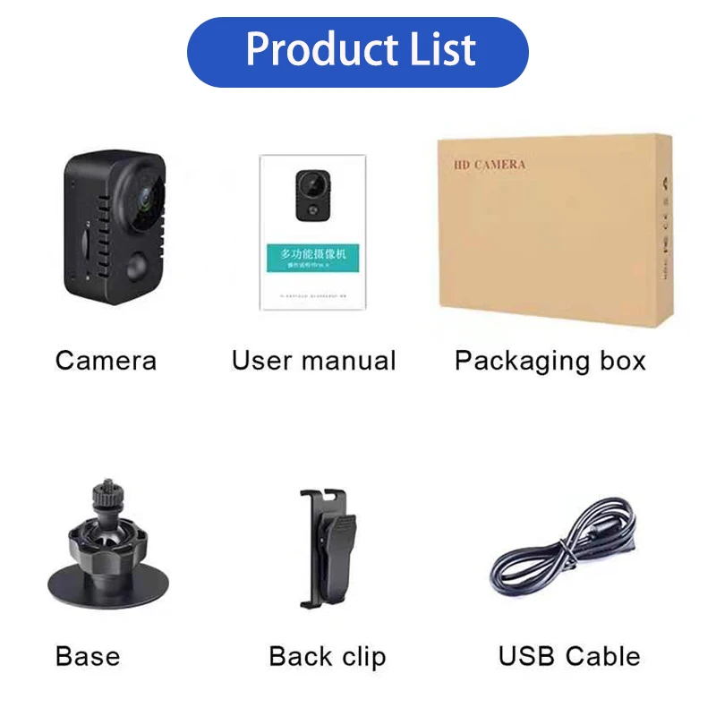 Camara de video Minicámara corporal HD inalámbrica 1080P, cámara de bolsillo de seguridad, videocámara pequeña Nanny activada por movimiento para coches, grabadora de vídeo PIR en espera - Imagen 6