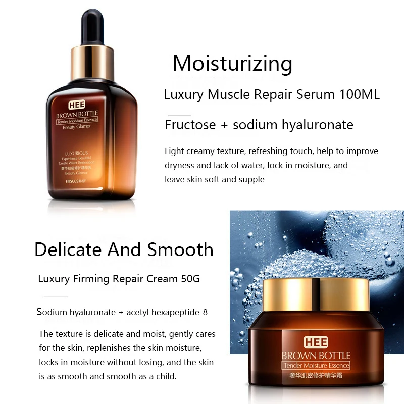 Günstig Hautpflege Set Kleine Braune Flasche Gesicht Toner Essenz Augen Creme Lotion Anti Aging Retinol Serum Gesichts Reiniger Kosmetik kit Q