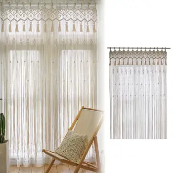 

Cotton Rope Macrame Curtain Wall Hanging Wedding Backdrop Decoration Bedroom Living Room Door Window Curtain Blinds Divider
