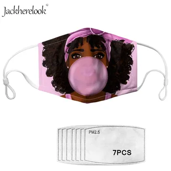 

Art Black African Pattern Half Face Cover with 7pcs/lot Filter layer Girl Blowing Bubbles Face/Mouth Masks Outdoor Sport Masks