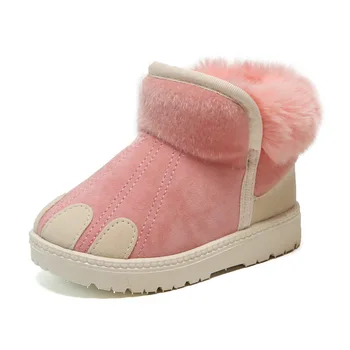 

SKHEK Baby Girl Kids Boots Children's Warm Snow Boots With Cartoon Plush Cotton-padded Sweet Cute Girls Winter Boots