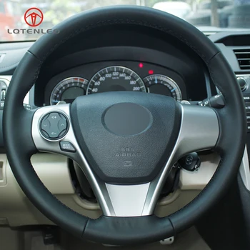 

LQTENLEO Black Artificial Leather Hand-stitched Car Steering Wheel Cover for Toyota Camry 2012-2014 Venza 2013-2015