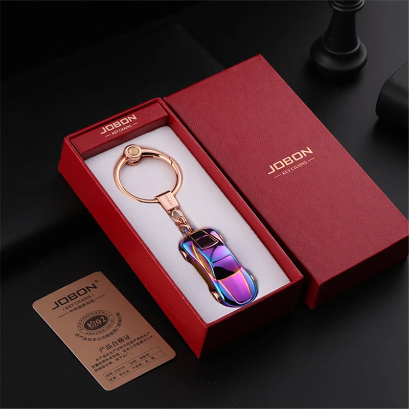 Men's Domineering Car Keychain Fashion Colorful Rotating Tire Keychain Creative LED Light Setting  Beautiful Gifts For Men