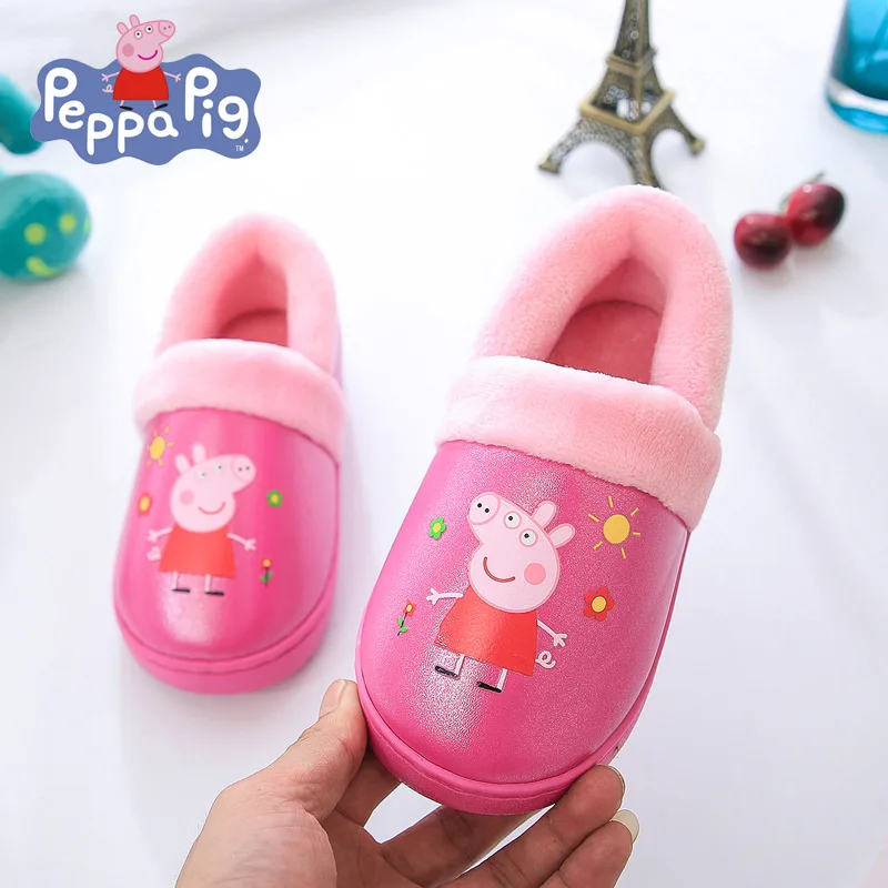 Peppa Pig/детская обувь; тапочки для малышей; зимние мягкие теплые тапочки с рисунком Свинки Пеппы; Детские Рождественские Подарки плюш игрушечные тапочки; Лидер продаж