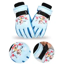 Детские Водонепроницаемые перчатки для катания на лыжах и сноуборде Милая мультяшная обезьянка с принтом плюшевая подкладка зимний теплый непродуваемый противоскользящие варежки