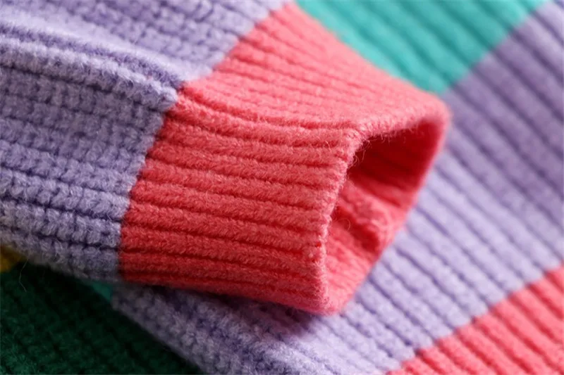 Г. вязаный свитер «Мама и я» шерстяные свитера в радужную полоску для мамы, дочки и сына для всей семьи, зимняя Одинаковая одежда