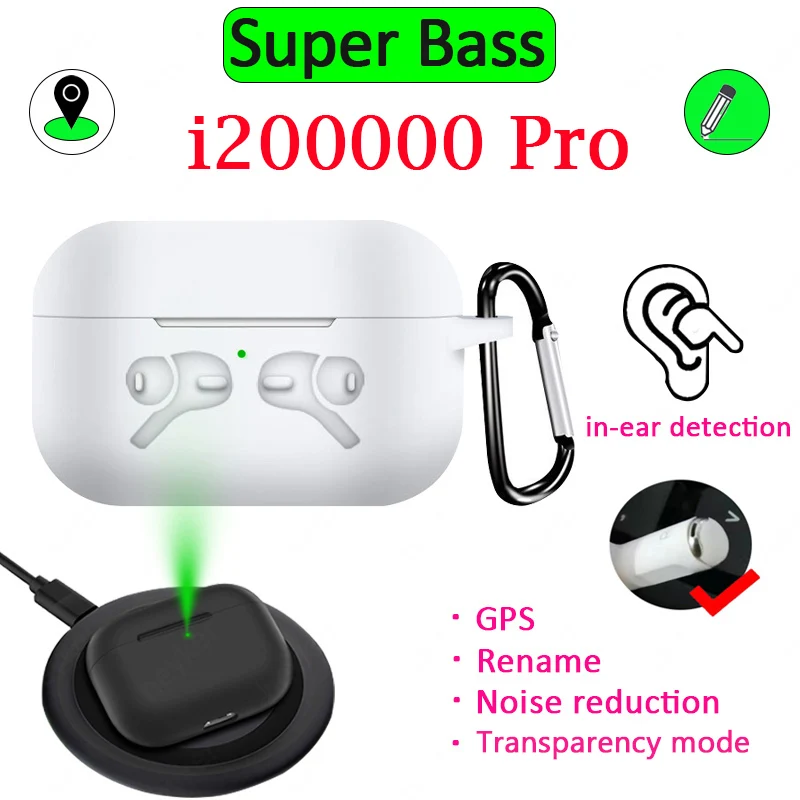 

[Newest] i200000 Pro TWS Bluetooth Earphones Air Pro V3 Wireless Earbuds Noise Cancelling + Transparency Mode PK W1 H1 Chip