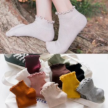 

New Fashion 1pair Cotton Casual Socks Women Cute Socks Ankle High Warm Solid Breathable