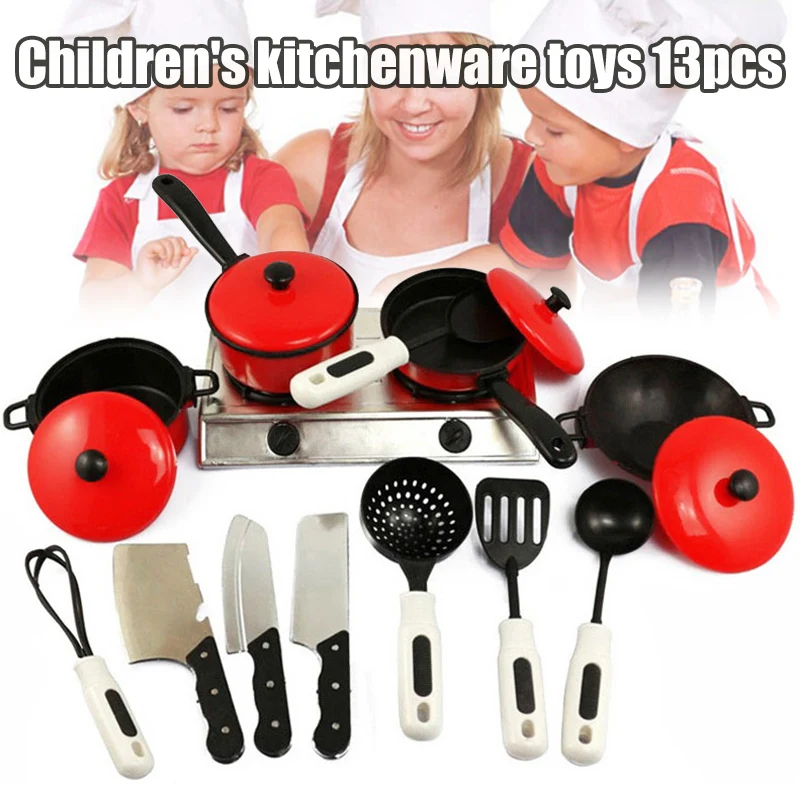 High Quality 13 PCS Play Cooking Kit for Kids Kitchenware Set Roleplay Toddler Playhouse Game Early Education