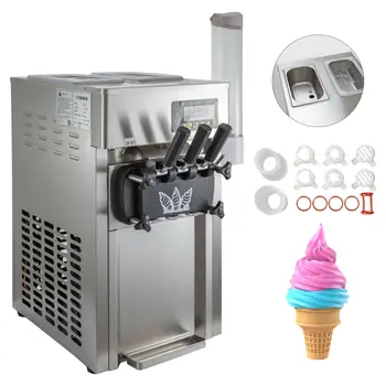 

Commercial 3 Flavors Commercial Soft Ice Cream Maker R410a Mix Flavor ON SALE