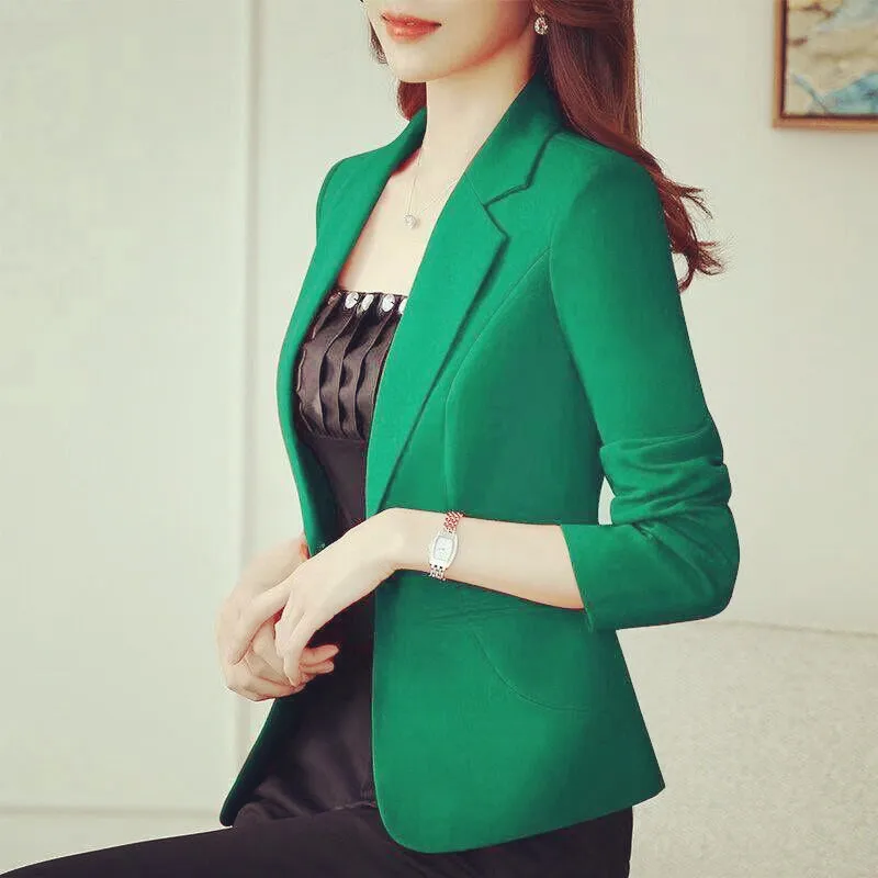 2021 Fashion Spring Autumn Blazers Jackets Women Long Sleeve One Button