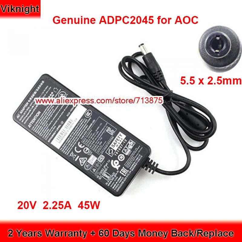 

Genuine ADPC2045 45W Charger 20V 2.25A AC Adapter for MSI G27C6P optix g271 G24C4 G27C5 278E8QJAB AG322FCX 242B9T/75 G27c4