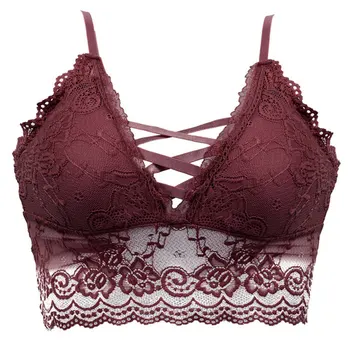 

2020New Front Beauty Sexy Lace Women's Brassiere Solid Color Crop Tops Bra Bralette Women Underwear Massage Padded Bras Female