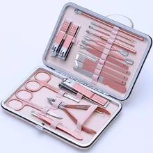 Rosa de aço inoxidável prego clippers tesoura conjunto kits manicure pedicure cuidados(China)