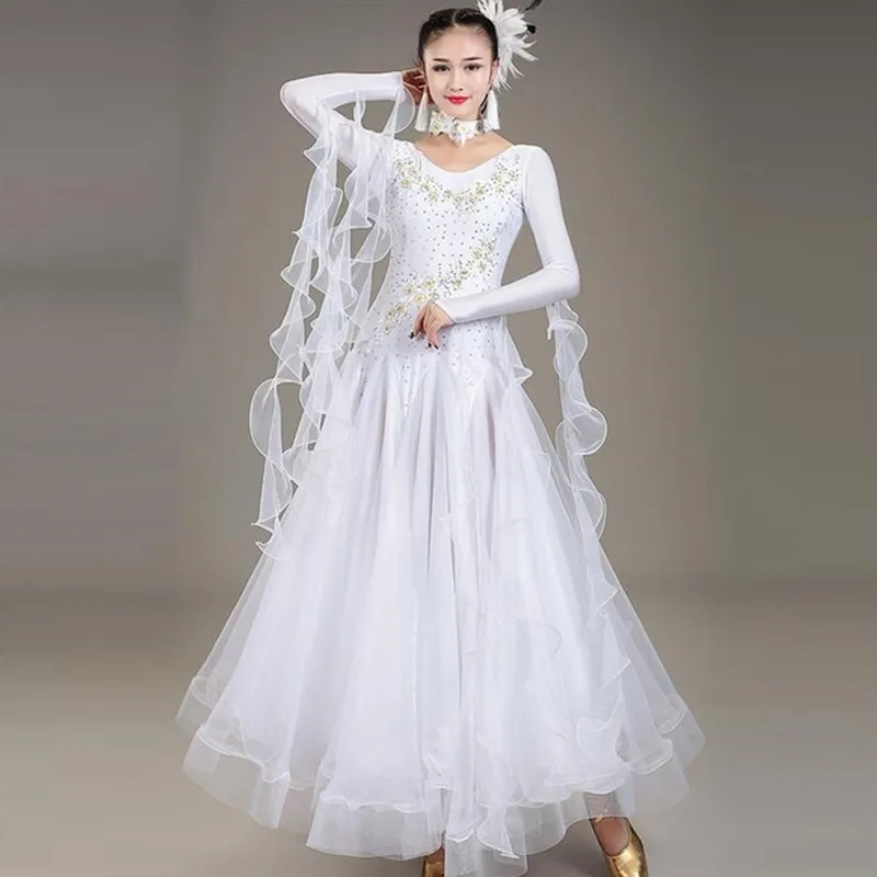Sequins Ballroom Competition Dress Standard Dance Dresses Waltz Dancwear Costumes