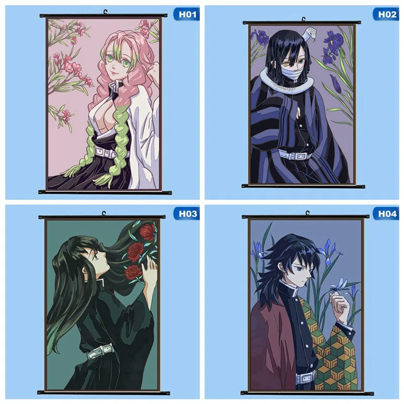

Anime Devil's Blade Academia Scroll Painting Japanese Anime Wall Hanging Poster Canvas Poster Home Art Decoration