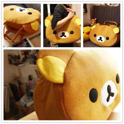 애니메이션 San-X Rilakkuma 귀여운 큰 가방 핸드백 숄더백, 플러시 릴렉스 브라운 베어 3