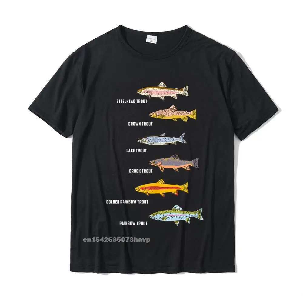 Funny Types Of Trout Fish Species Fishing Angling T-Shirt Camisa Top  T-Shirts Cheap Cotton Men's Tops T Shirt Normal