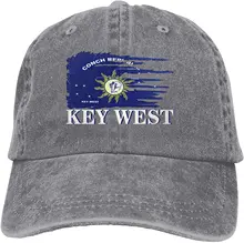 

Conch Republic Key West Flag Sports Denim Cap Adjustable Unisex Plain Baseball Cowboy Snapback Hat