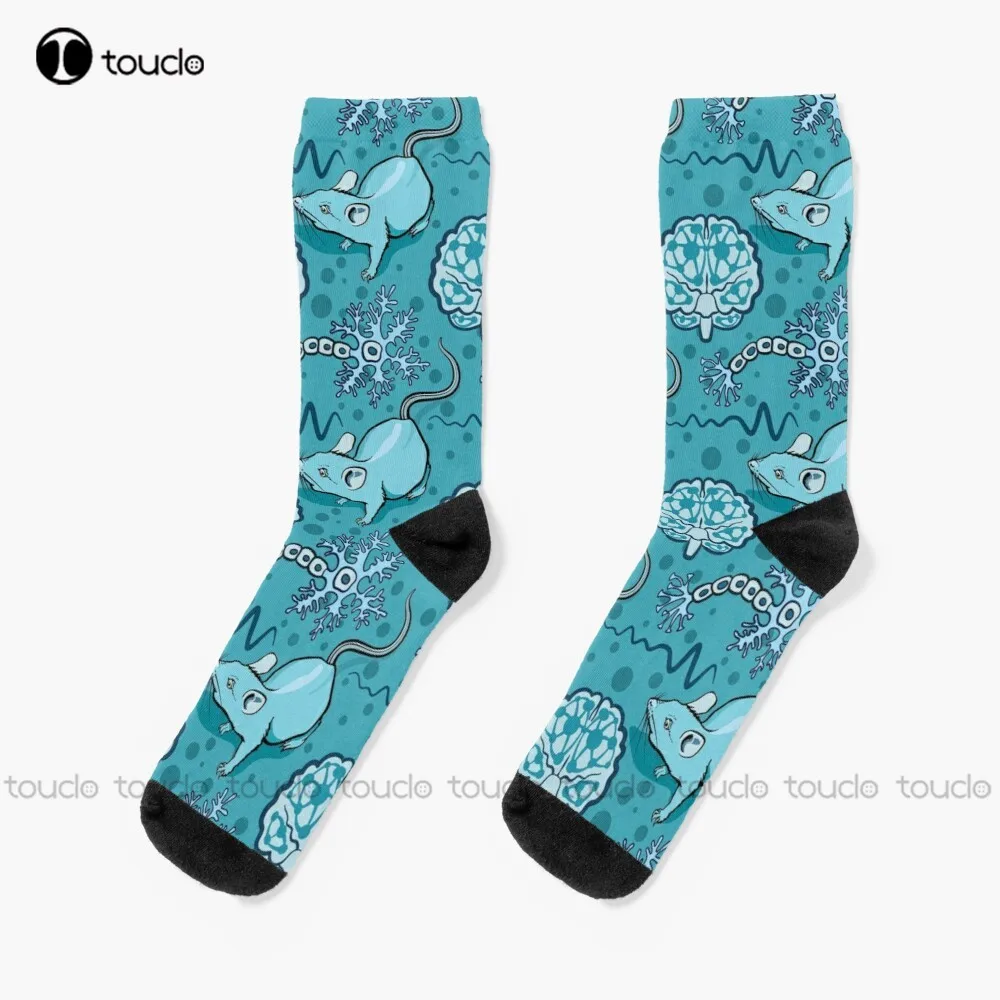 

Neuroscience And Psychology' Unique Pattern Teal Colour Science Cartoon Men Socks Thanksgiving Christmas New Year Gift Sock