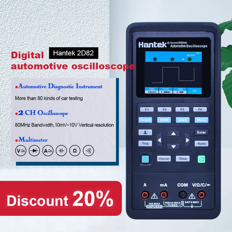 Hantek 2d82 Auto Digital Automotive Oscilloscope+multimeter+signal