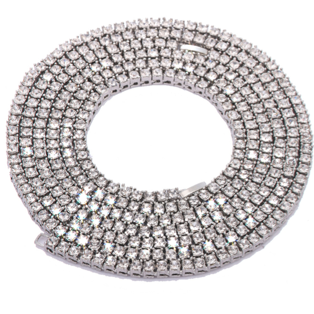Fashion 1 Row Rhinestone Men's Hip Hop Necklace Rap Singer Necklace Ice Tennis Chain Necklace Shiny Women's Necklace