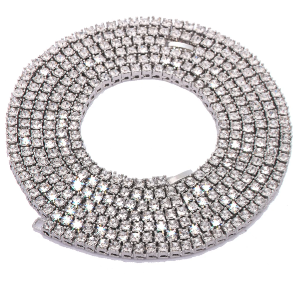 4mm Iced Out Bling AAA Zircon 1 Row Tennis Chain Necklace Men Hip hop Jewelry Gold Silver Color Charms A+++ | Украшения и