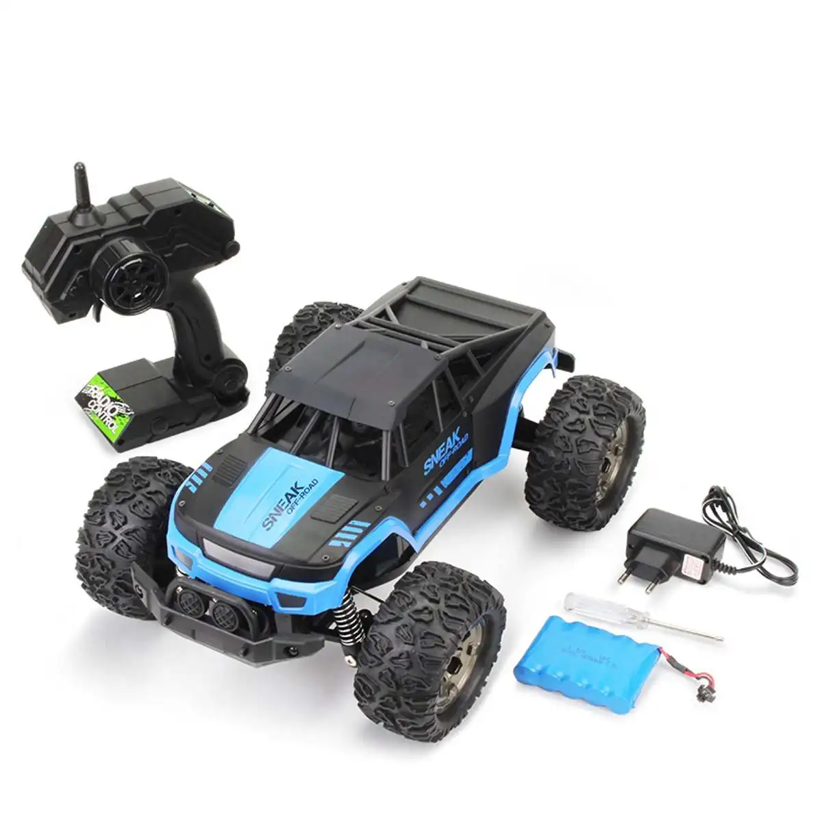 Синий 1/12 60 км/ч 2WD RC пульт дистанционного управления внедорожные автомобили 2,4 ГГц сканеры Электрический Монстр автомобиль ПВХ игрушки для детей - Цвет: Синий