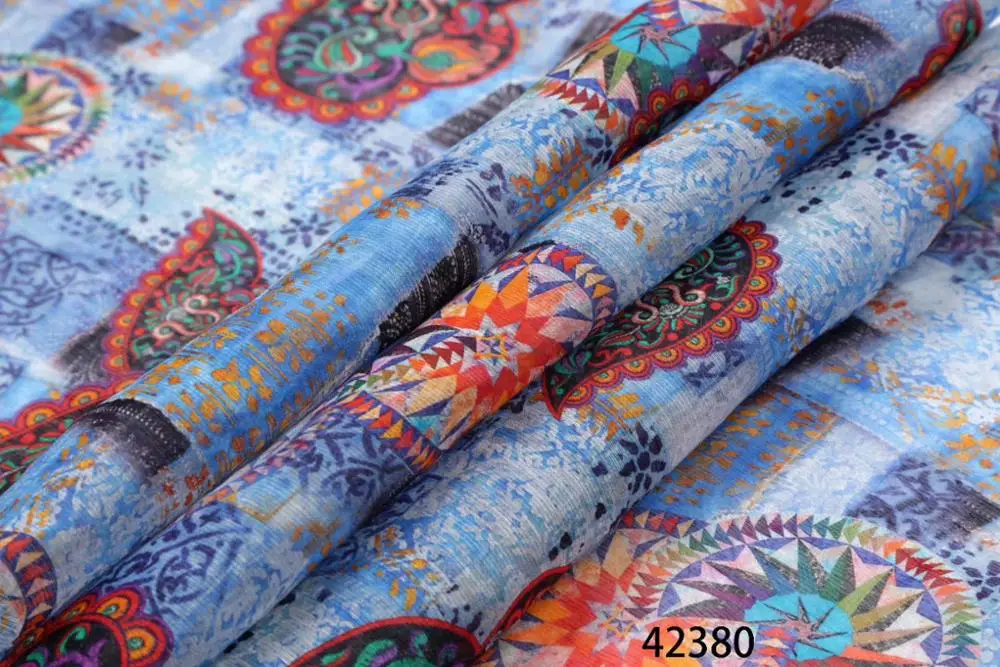 

2020 New Design Digital Printed Silk Linen Mixed Fabric for Dress Shirt