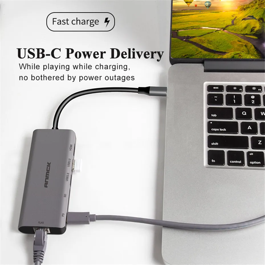 Anmck USB-C концентратор type C концентратор USB 3,0 HDMI RJ45 адаптер док-станция для MacBook Pro Аксессуары type-C 3,1 разветвитель 3 порта USB C концентратор