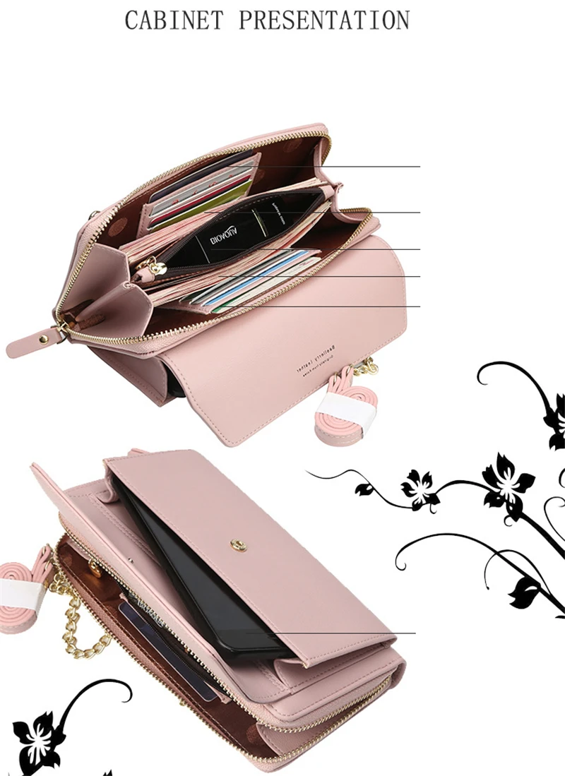 women messenger bag female bags mobile Phone large capacity crossbody bag ladies Korean multi-card zip chain casual clutch bag